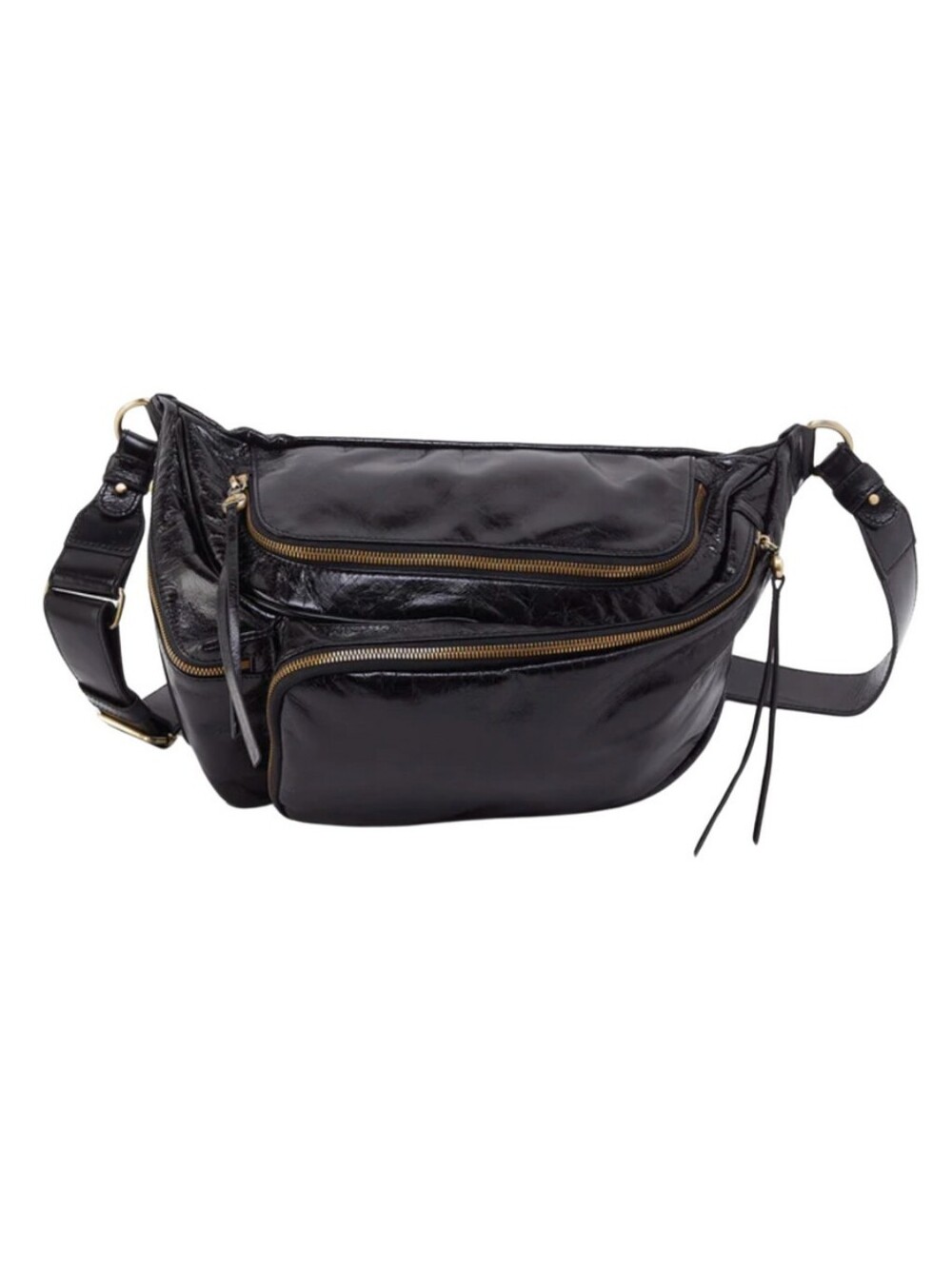 Hobo Polished Leather Via Belt Black Bag